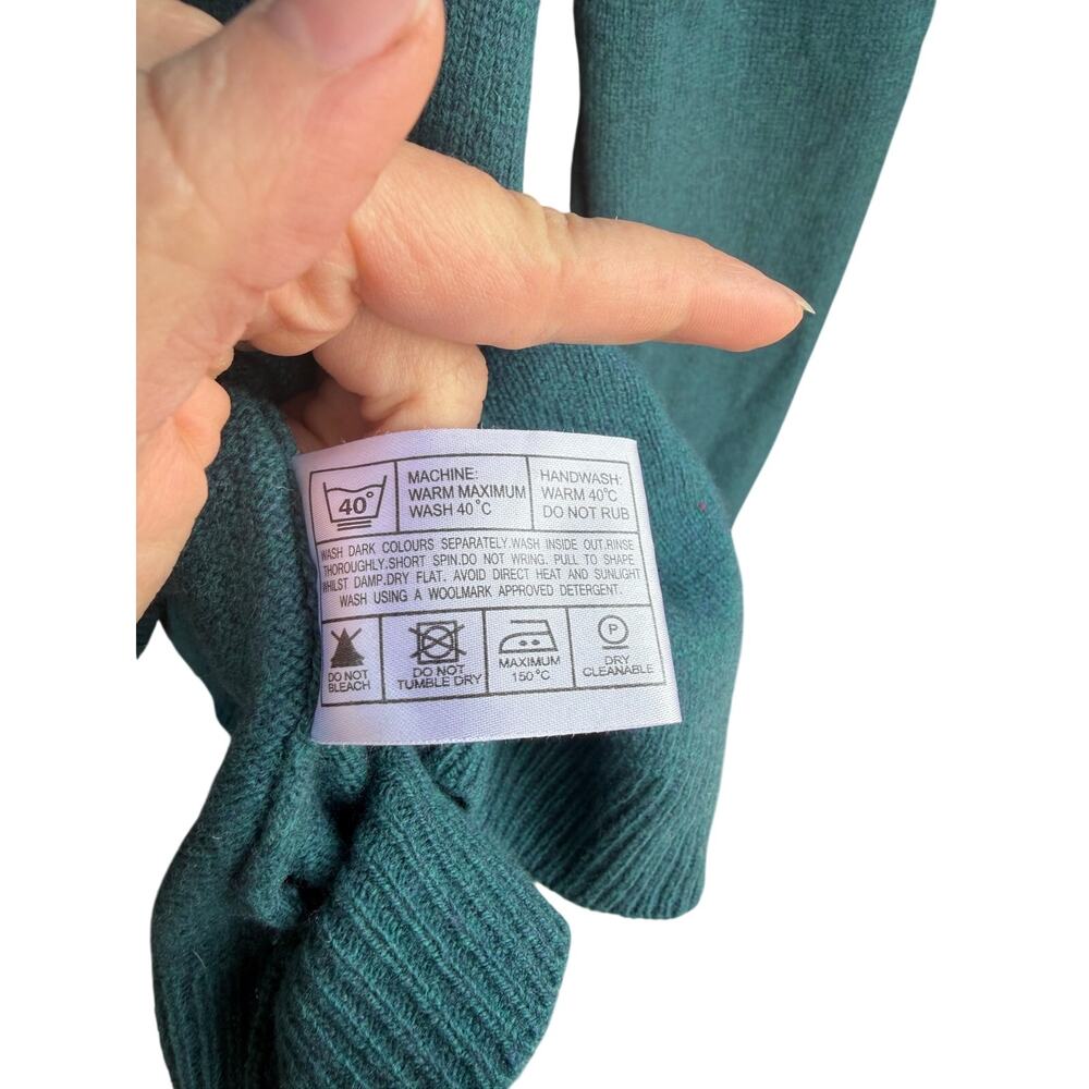 Carraig Donn Pure New Wool V-Neck Sweater Teal Size XL - Picture 5 of 7